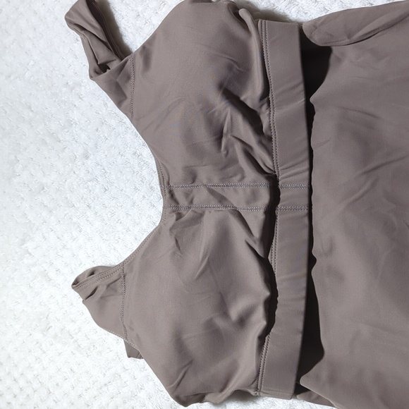 Fawnfit Long Length Lift Tank 2.0 With Built-In Bra In Taupe - Picture 6 of 7